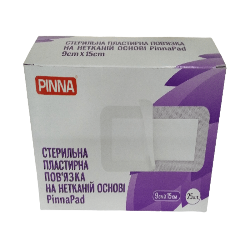 Стерильна пластирна пов'язка на нетканій основі PinaPad 9см х 15см